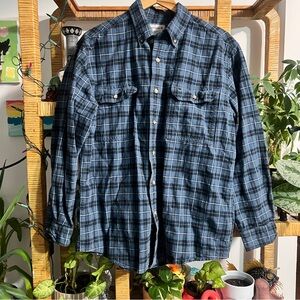 Carhartt Men’s Dark Blue Flannel Button Down Large